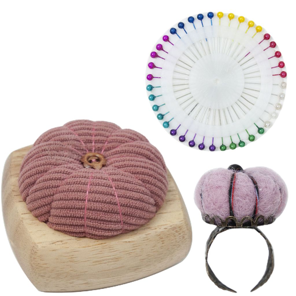 1 Set Pin -Kissen mit Holzbasis Weiche Cord -DIY -Nadelhandwerk handwerk Nähte Quiltnadeln Halter Näschempfalte Nähenvorräte-Quadratisches Rosa