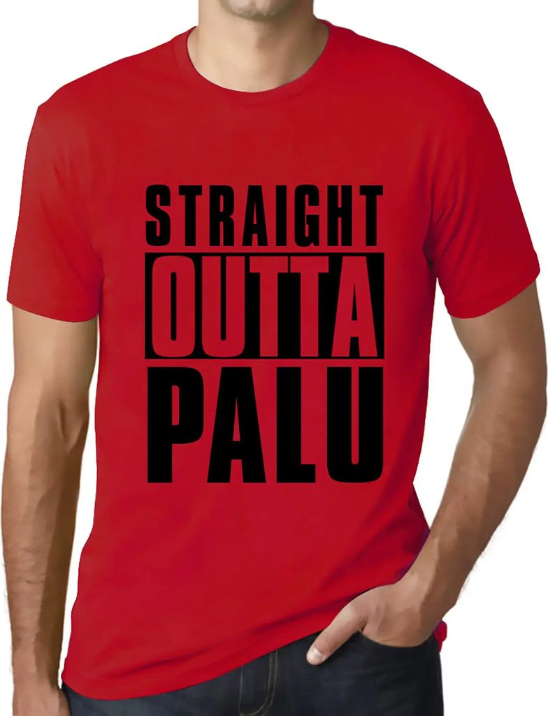Herren Grafik T-Shirt Direkt aus Palu – Straight Outta Palu – Öko-Verantwortlich Vintage Jahrgang Kurzarm Lustige Druck Geburtstag Geschenk Mann