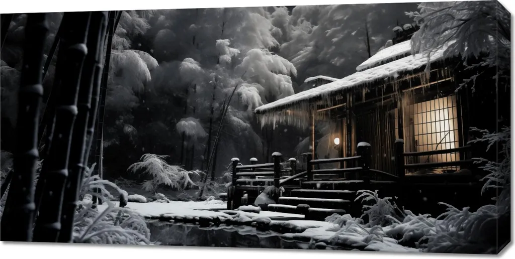 Quadro 100x50 cm Capanna Giapponese: Stampa su Tela d'Arredo Zen