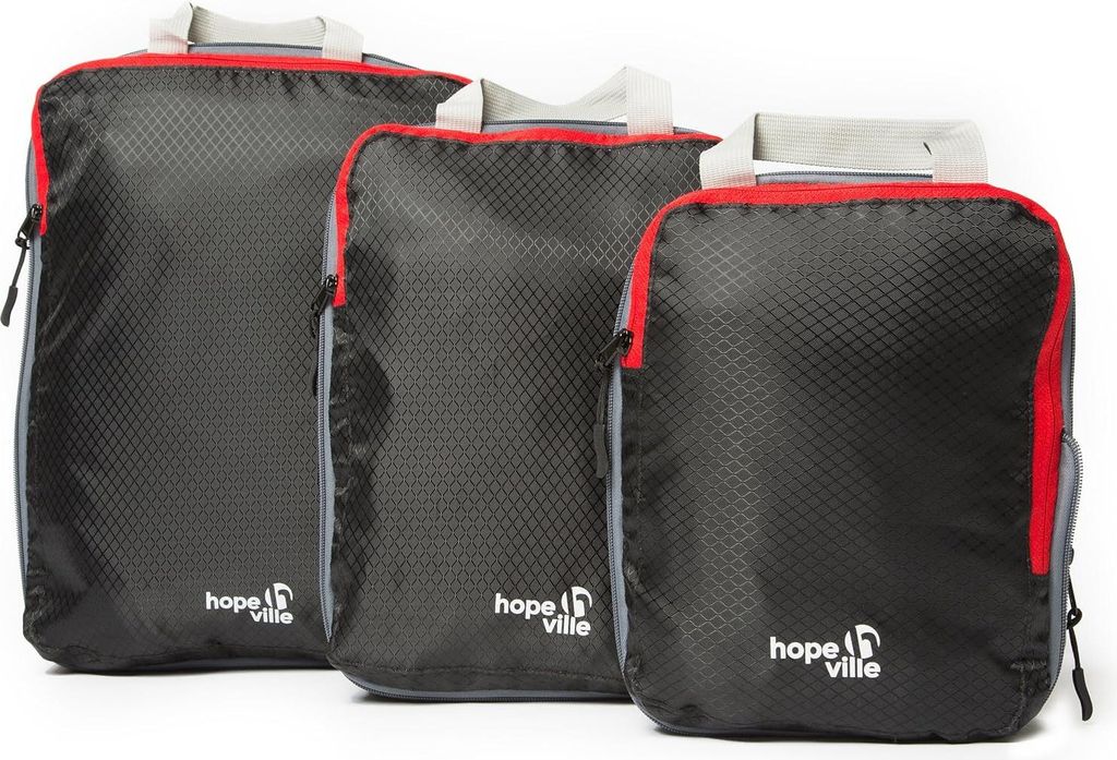 Packtassenset Kompression Reiseorganizer Koffertaschen ultraleichte Kledingtaschen schwarz - perfekt organisierte Gepäck - Rucksack Koffer Handgep...
