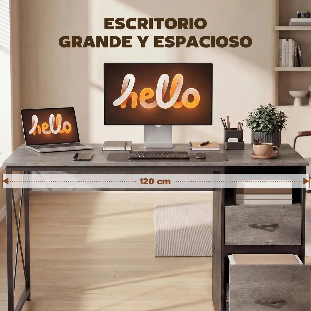 Bureau d'ordinateur anti-rayures 120 cm gris clair - Stable 75 kg