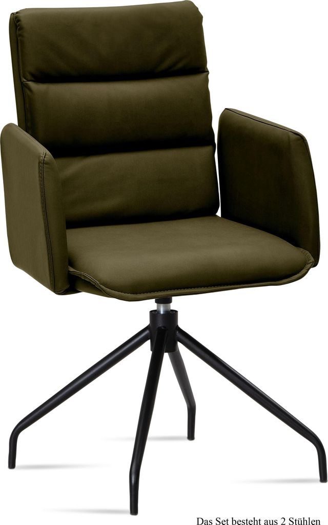Armlehnstuhl drehbar (2er-Set) Donica 52x92x60 Schwarz/Khaki