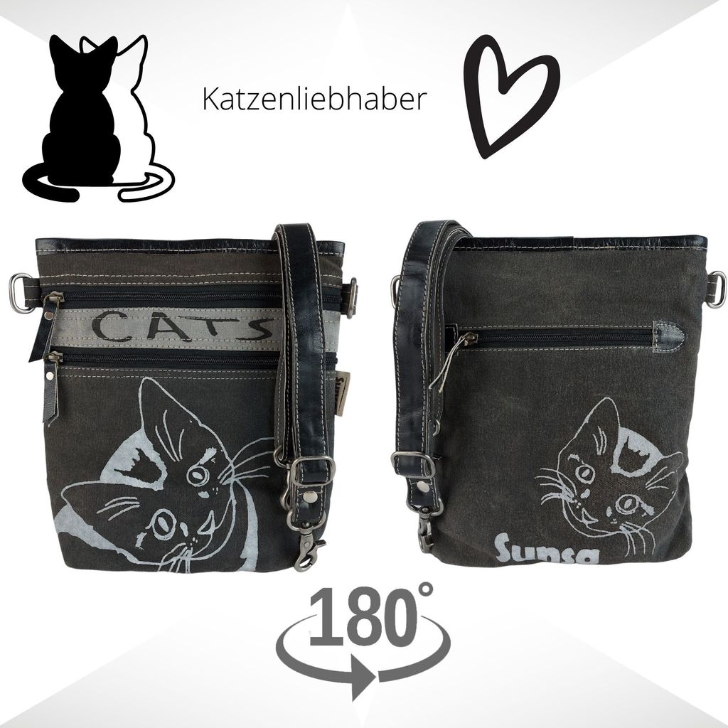 Damen Tasche Umhängetasche, Handtasche aus Canvas & Leder. Produktbild 4