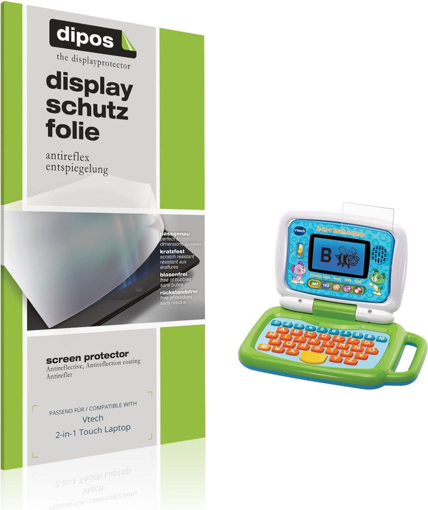 2x Schutzfolie für Vtech 2-in-1 Touch Laptop matt Displayschutzfolie Folie Display Schutz dipos