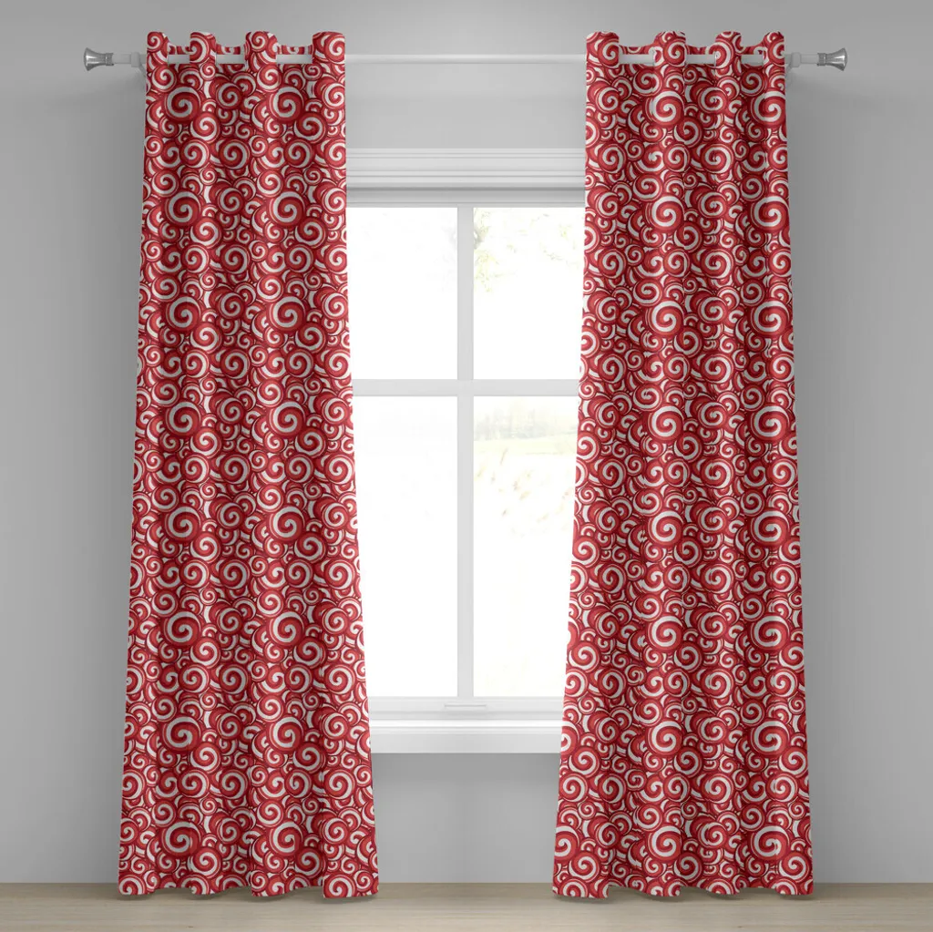 Rideau de salon Noël 280x175cm pour décoration festive blanc et rubis