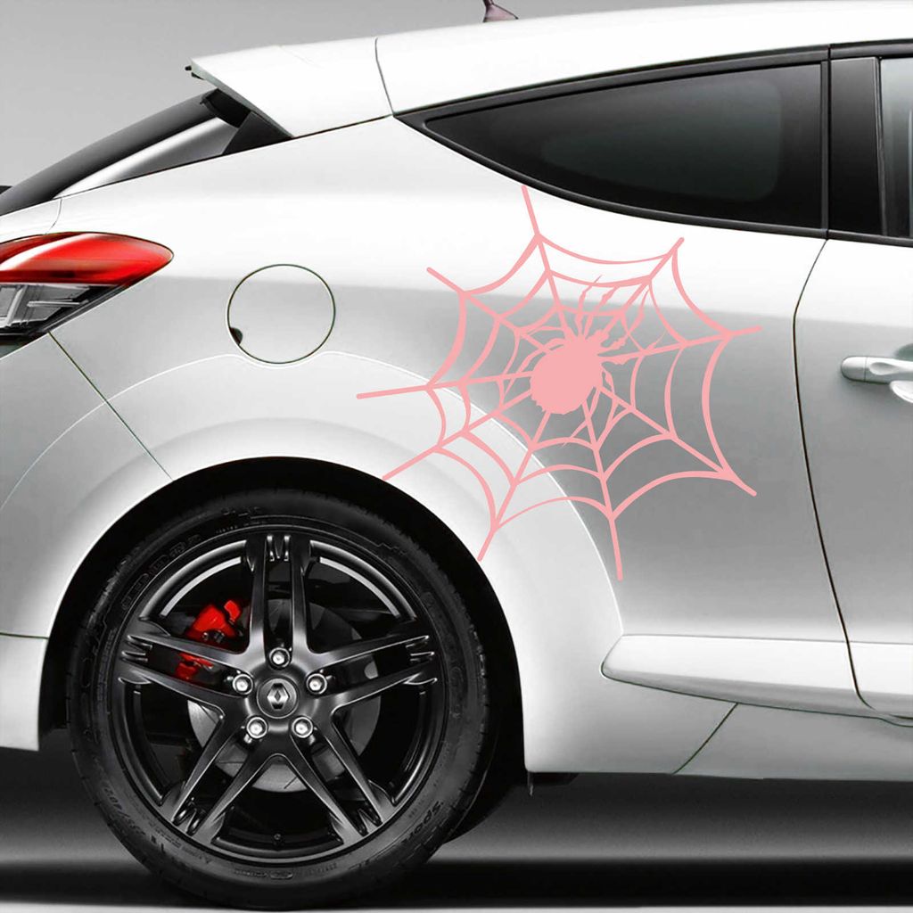Aufkleber - Autoaufkleber "Spinnennetz" 2er Set, je 20cm x 21cm hellrosa - Tuning Carystyling Heckscheibe Auto