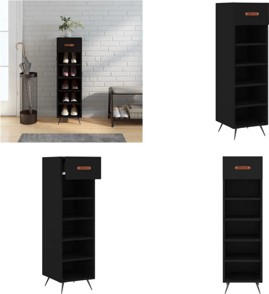 Mobile Scarpiera Elegante Nero vidaXL - Design 30x35x105 cm