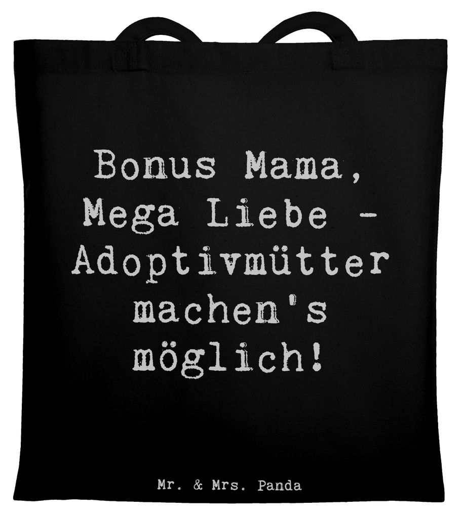 Mr. & Mrs. Panda Jutetasche Spruch Adoptivmutter Liebe - Schwarz - Geschenk, Jutebeutel, Mutterschaft, Familie, Adoptivkinder, einzigartige Designs...