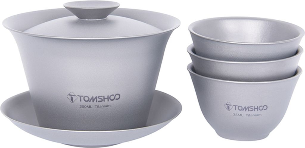 TOMSHOO Čajová souprava z čistého titanu s víčkem, miska, Obrázek produktu 
