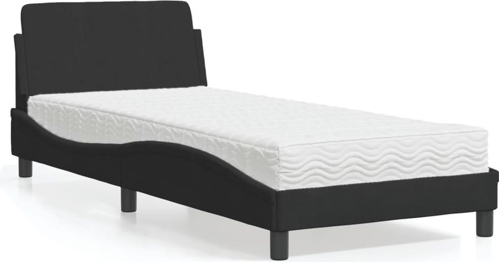 vidaXL Bett mit Matratze "Dover" Schwarz 90x200 cm Samt