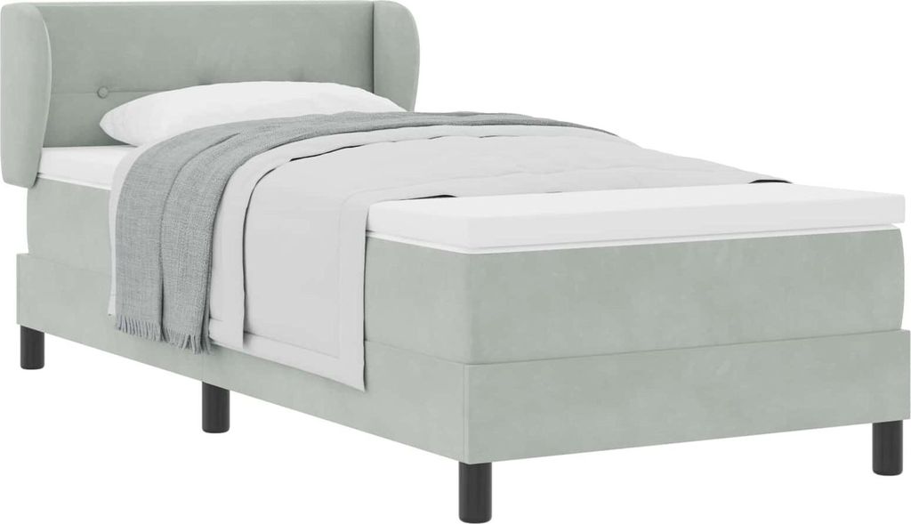vidaXL Boxspringbett mit Kopfteil Hellgrau 100 x 200 cm Samt