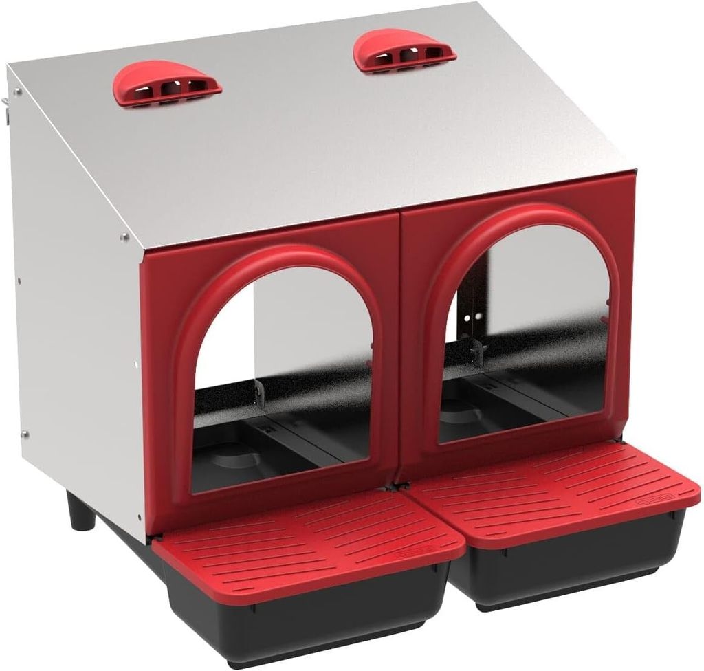 horizont Legenest für Hühner aus Metall, 2 oder 3 Abteile, ohne oder mit Beinen - jedes Abteil mit eigener Nestschale, Abrollnest für Hühner