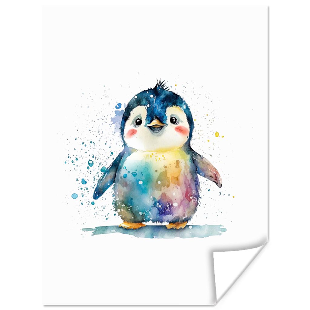 MuchoWow Poster Pinguin - Regenbogen - Aquarell - Tiere - Kinder 90x120 cm - Wohnzimmer