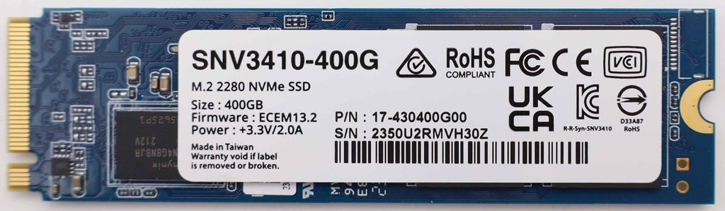 Disque SSD Synology SNV3410 400GB M.2 2280 PCIe NVMe Image du produit 