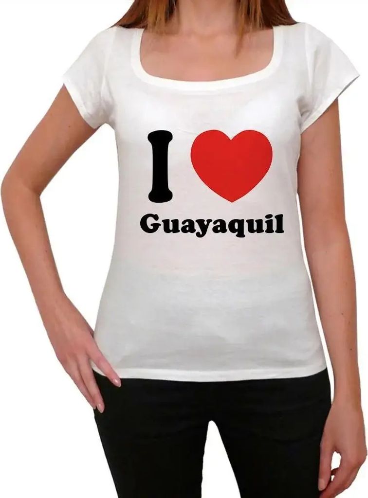 Damen Grafik T-Shirt Ich liebe Guayaquil – I Love Guayaquil – Öko-Verantwortlich Vintage Jahrgang Kurzarm Lustige Druck Geburtstag Geschenk Frau
