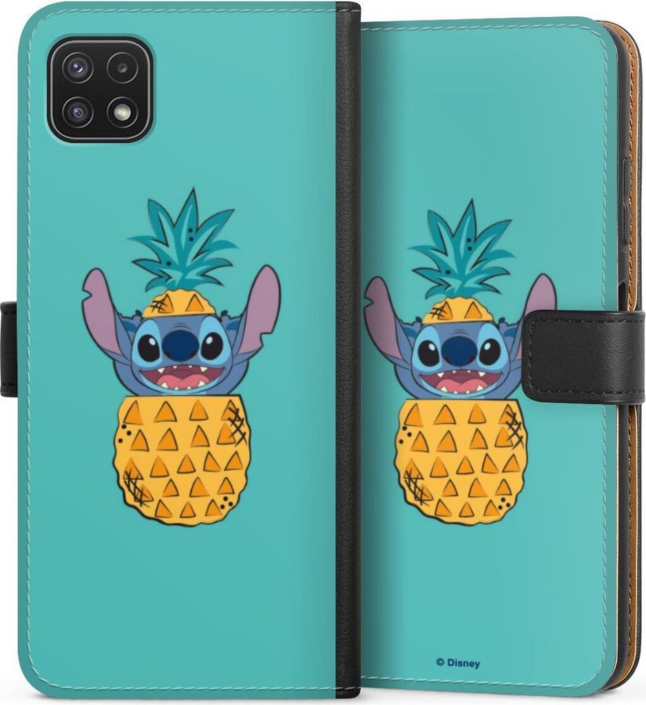 DeinDesign Klapphülle für Samsung Galaxy A22 5G Handytasche Lederhülle Tasche Ananas Disney Lilo & Stitch