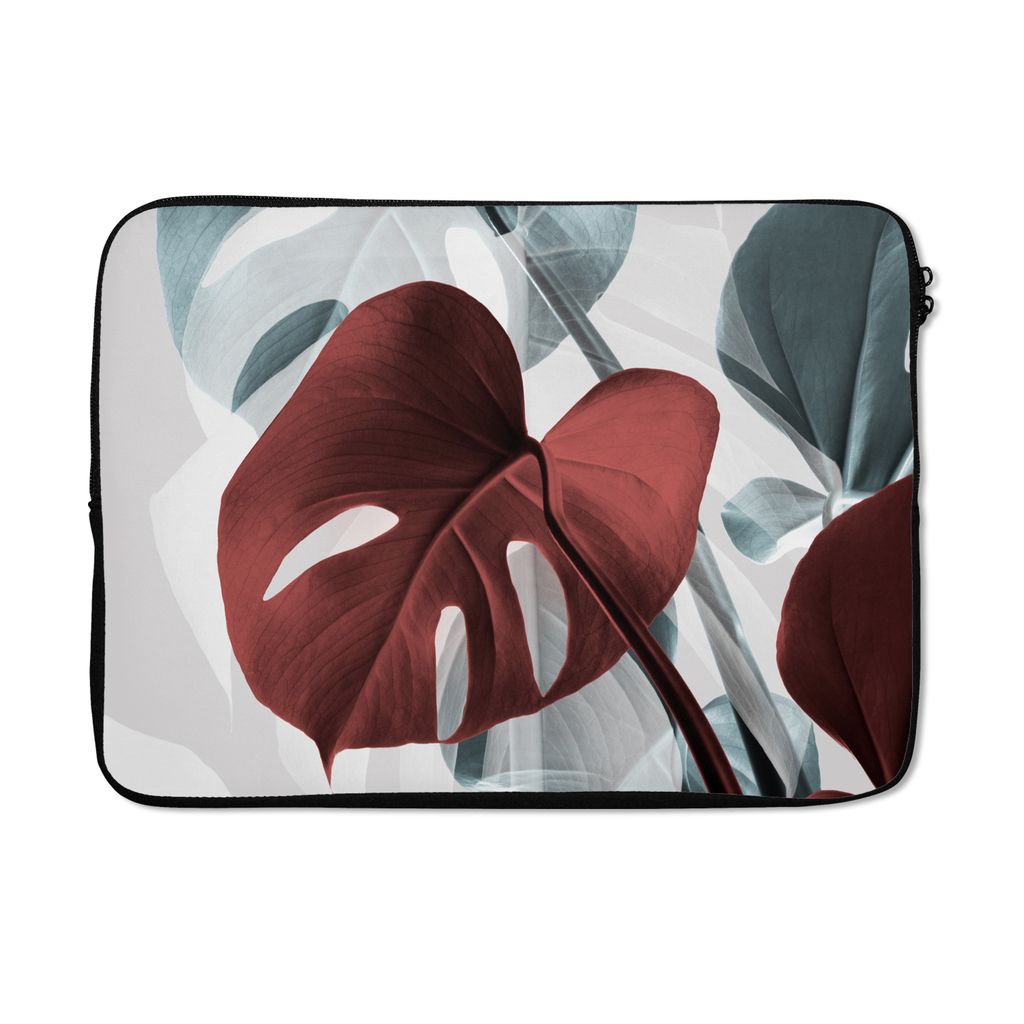 MuchoWow Laptop Hülle 13 Zoll Monstera - Rot - Pastell - Stilleben Laptoptasche - Laptophülle - Sleeve - Rundumschutz