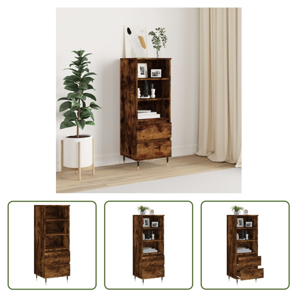 The Living Store Highboard Räuchereiche 40x36x110 cm Holzwerkstoff