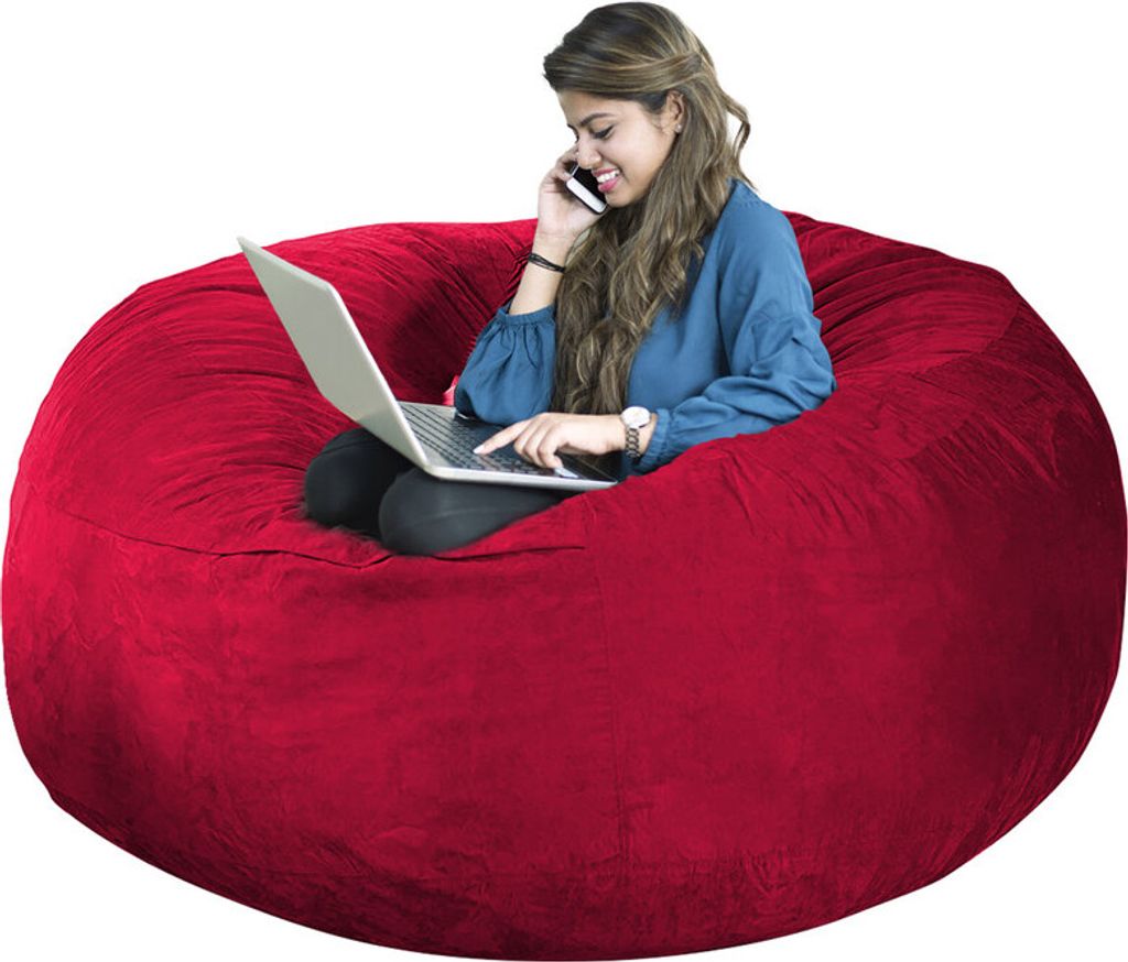 (7ft, Rot)Bean Bag Chair CoverStuhlkissen, multifunktionaler Sitzsack(nur Bezug, kein Füllstoff)