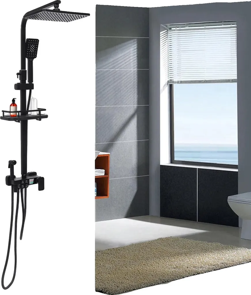 Système de douche en acier inoxydable et laiton avec colonne de 150 cm