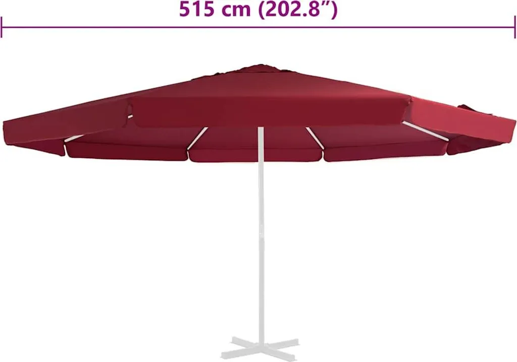 Housse de parasol 500 cm bordeaux rouge en polyester haute densité