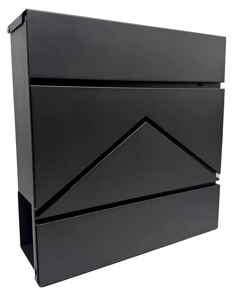Boîte aux lettres murale en métal avec porte-journaux Design - Noir