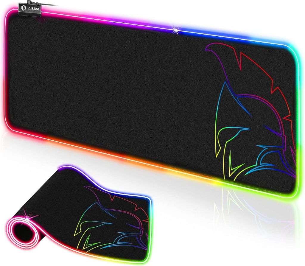 Dunkler Regenbogen Mauspad - RGB LED Beleuchtungsmodi - Gamer Mauspad Hintergrundbeleuchtung - Wasserdicht und Rutschfest - PC MAC Laptop - 800x300...