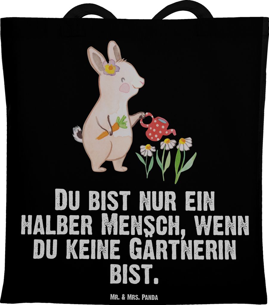 Mr. & Mrs. Panda Jutebeutel Gärtnerin Herz - Schwarz - Geschenk, Tote Bag, Gärtnerei, Laptoptasche, Gartenplaner, Spruch, Gartenbau, Lustig, Schu...