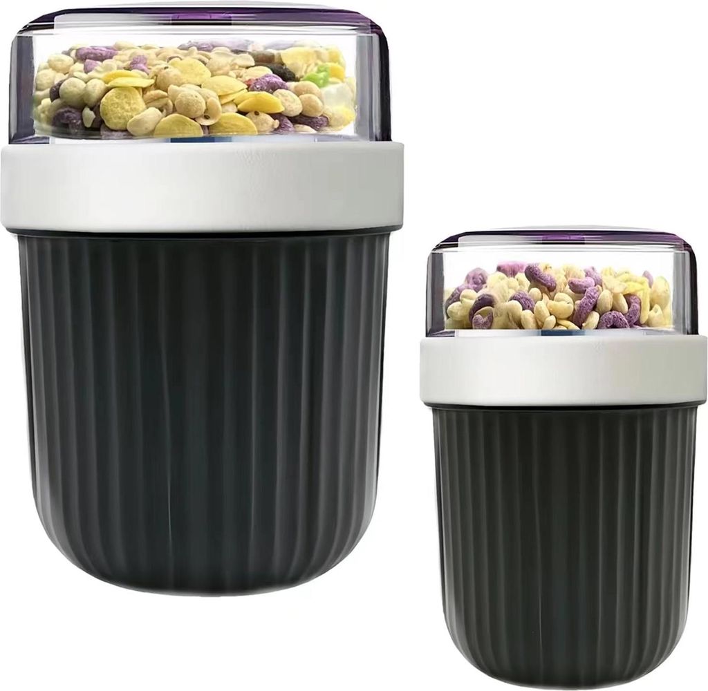 Müslibecher Joghurtbecher mit Deckel und Löffel - Overnight Oats Set aus 2 - separate Joghurt- und Müslibecher (650+200 ml 260+80 ml) - Frühst...