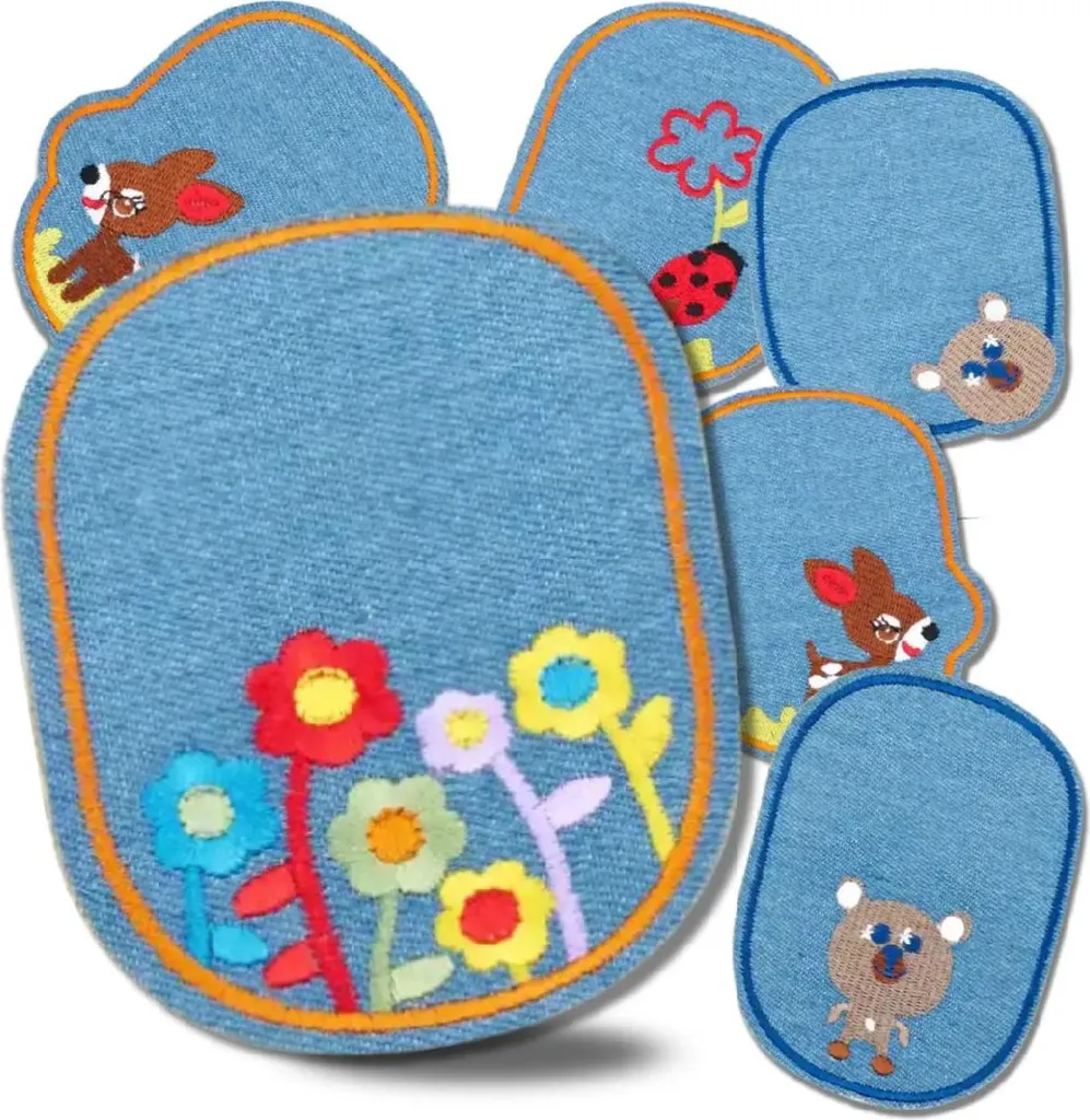 Kit Riparazione Jeans Fai-da-Te: 6 Toppe Termiche Denim 12,5cm