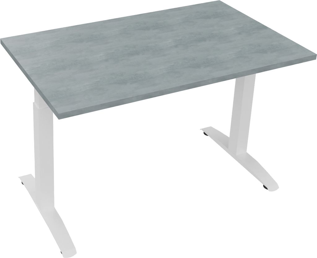 Schreibtisch Kufe Einzels. Quadrat B1200xT700xH650-850 ws/Beton hell