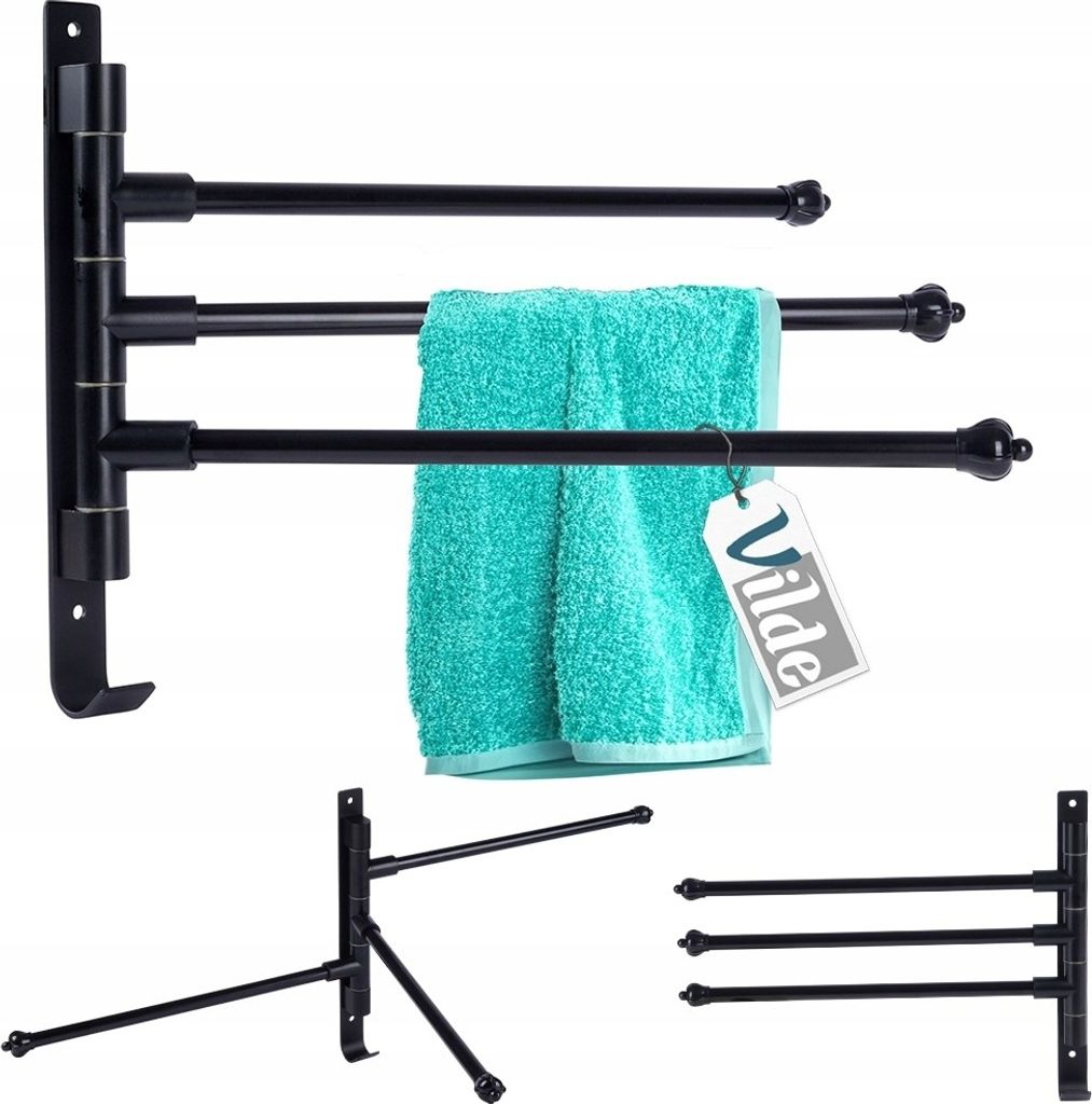 Vilde Handtuchhalter Handtuchstange Badetuchhalter aus Aluminium schwarz drehbar 30 cm