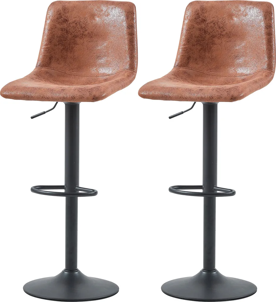 Tabourets de bar confortables lot de 2 stables et réglables marron