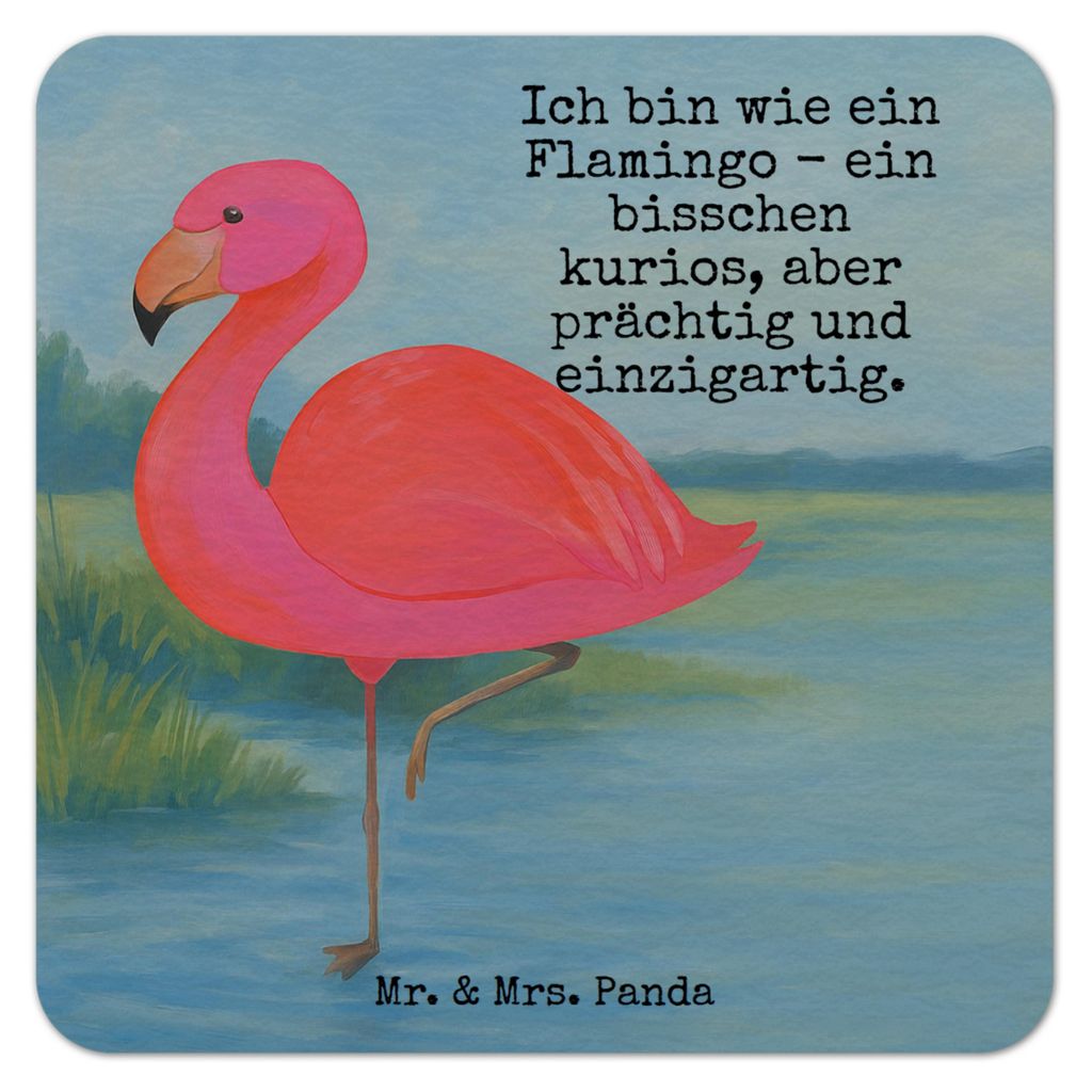 Mr. & Mrs. Panda Tassenuntersetzer Flamingo Classic Design 25er Set - Weiß - Geschenk, gläseruntersetzer, Prächtig, Bierfilzl, Getränkeunterset...