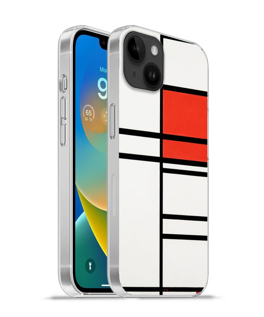 MuchoWow Handyhülle Schutzhülle Hülle für Apple iPhone 14 Plus - Soft case Komposition mit Rot und Weiß - Piet Mondrian Silikon Softcase Han...