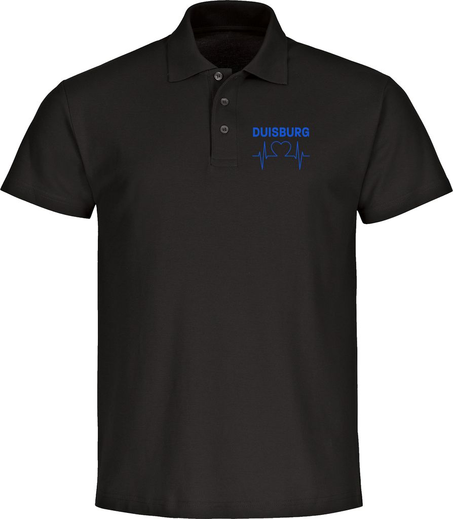 multifanshop Poloshirt - Duisburg - Herzschlag, schwarz, Größe 3XL