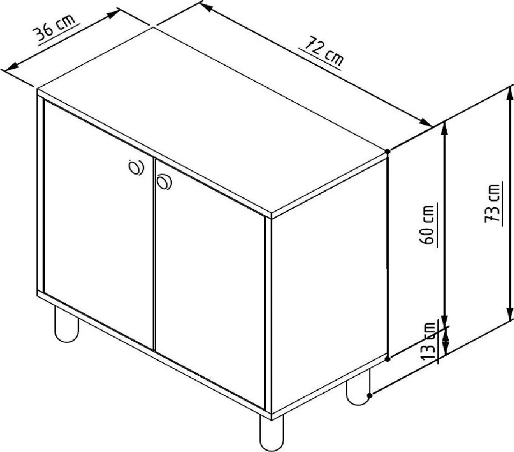 Meuble de rangement anthracite Lina, buffet bas polyvalent 72x36x73 cm
