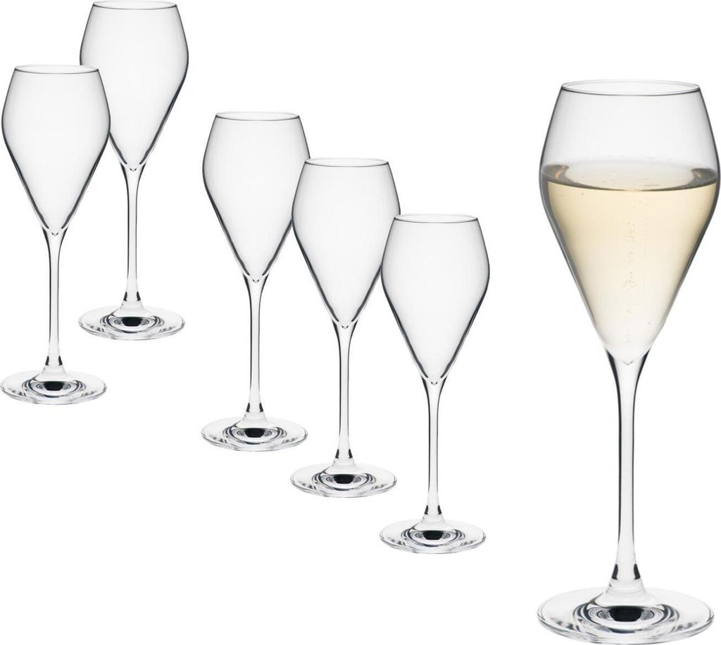Rona MODE Champagnerkelche 240ml | Schaumweingläser 6er Set | Prosecco Gläser spülmaschinenbeständig | Champagner Kelche Set 6 Stück bruchsicher