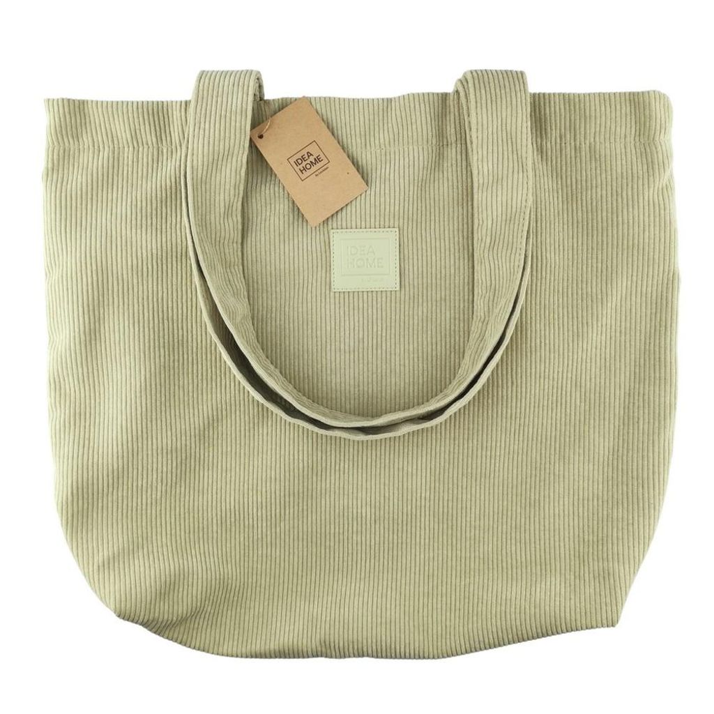IDEA HOME Manhattan Cord Tasche, Cord-Shopper – Shopper Beutel mit Magnetverschluss und Schulterriemen - Olivgrün