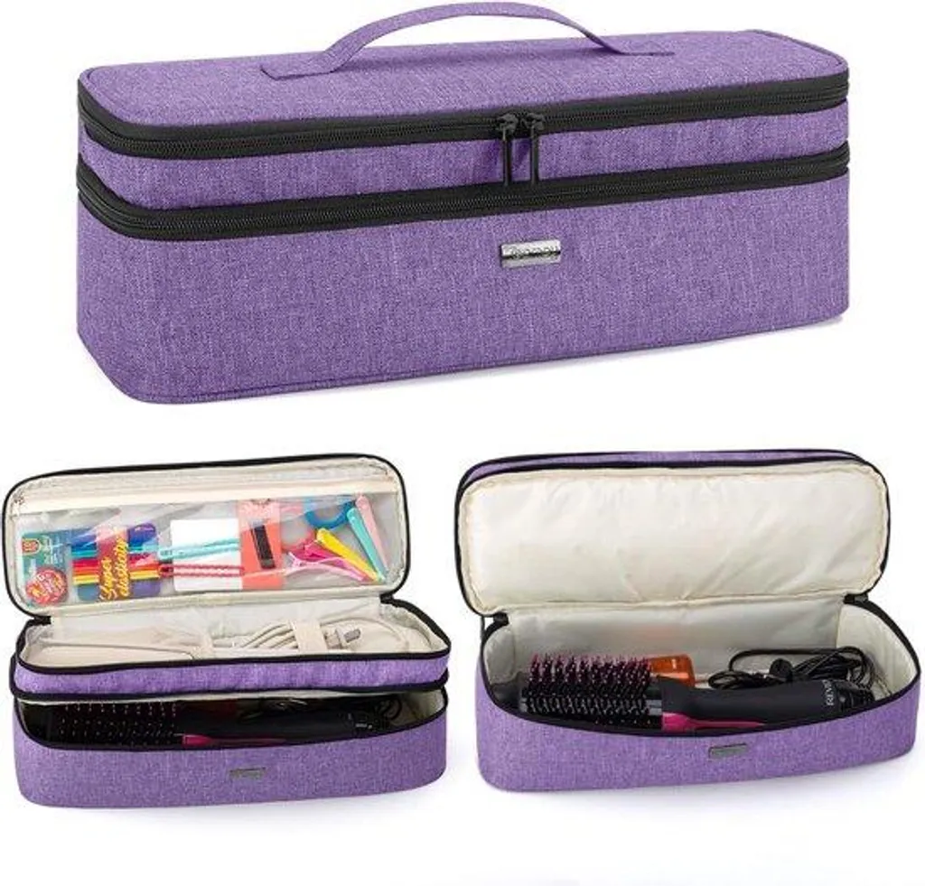 Housse de protection pour sèche-cheveux violette, sac de voyage ovale
