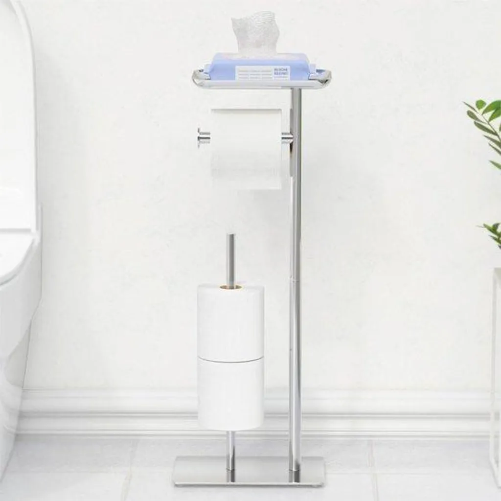 Support papier toilette sans perçage avec tablette de pose smartphone - 5