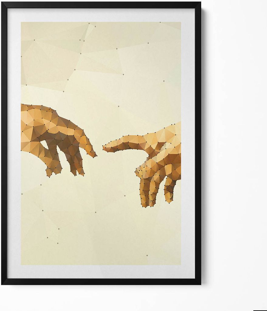 Erschaffung von Adam– Wandbild mit Rahmen – Gerahmtes Bild – Wanddekoration – 70x100 cm – Schwarz Rahmen