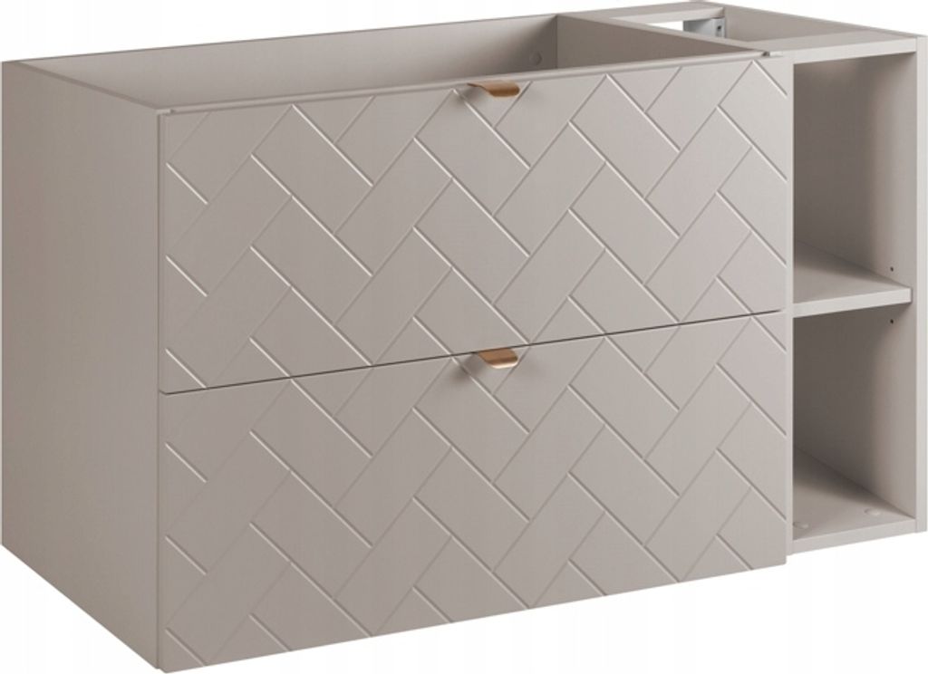 RODAN | Waschbeckunterschrank 100 cm - Beige Matt - Badezimmerschränke - Badmöbel - Waschbecken Unterschränke - Ohne Platte - Beige Bücherregal