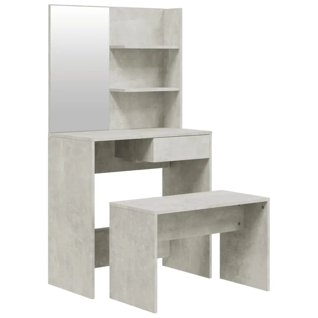 Set di tavolini da toilette in cemento grigio 74,5x40x141 cm