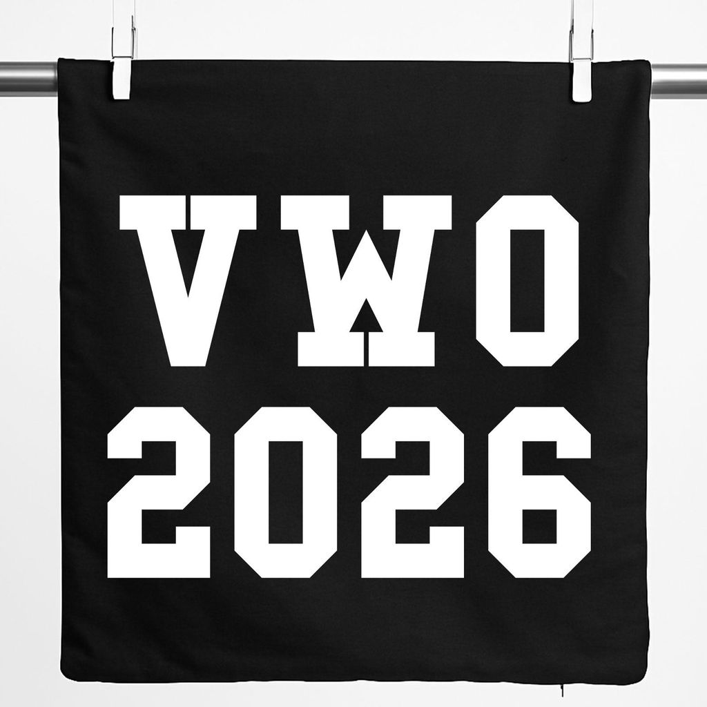 Huuraa Kissenbezug VWO 2026 Abschluss Niederlande 40x40cm Black Baumwolle Dekokissenbezug Geschenkidee