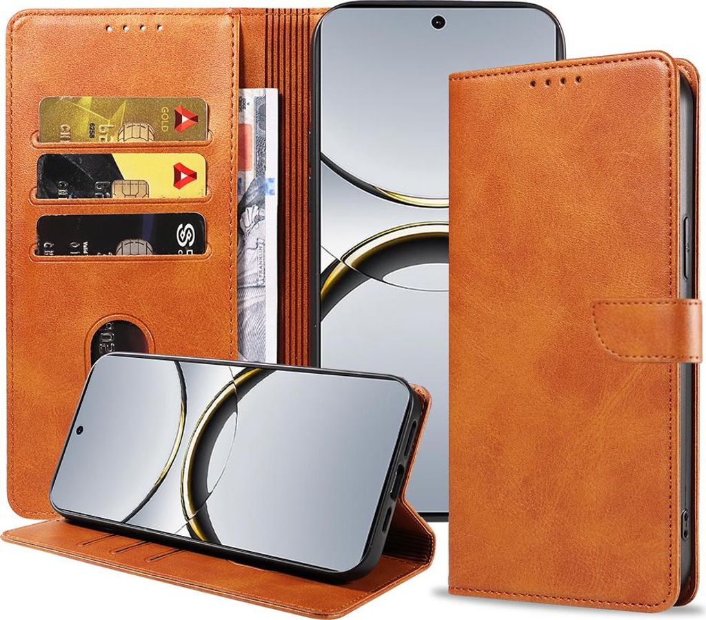 Geeignet für Oppo Find X8 Pro Handytasche Kunstleder mit Magnetlippe und Kartenhalter Buchhülle mit Klappe - Wallet Case mit Kartenfach - Braun -...
