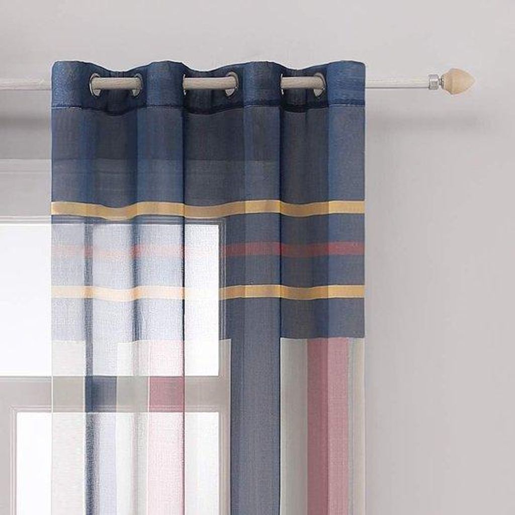 Halbdurchsichtig, Vintage, Dekorationsvorhang (140cm x 225cm) Blau+Pink