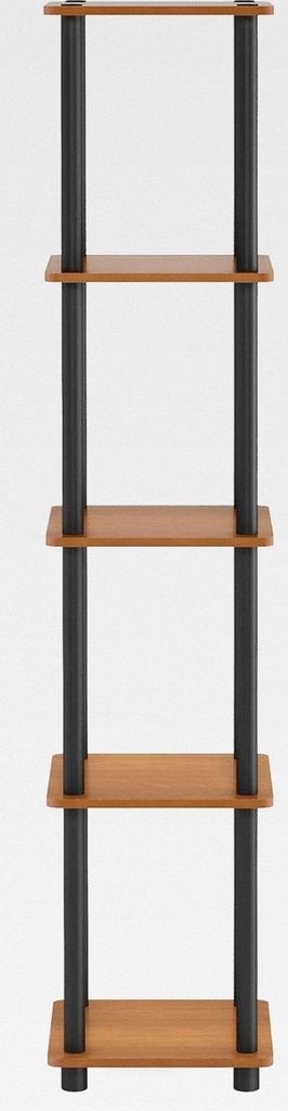 Viereckiges Regal mit 5 Ebenen, Kirsche hell/Schwarz, 29.46 x 29.46 x 146.56 cm