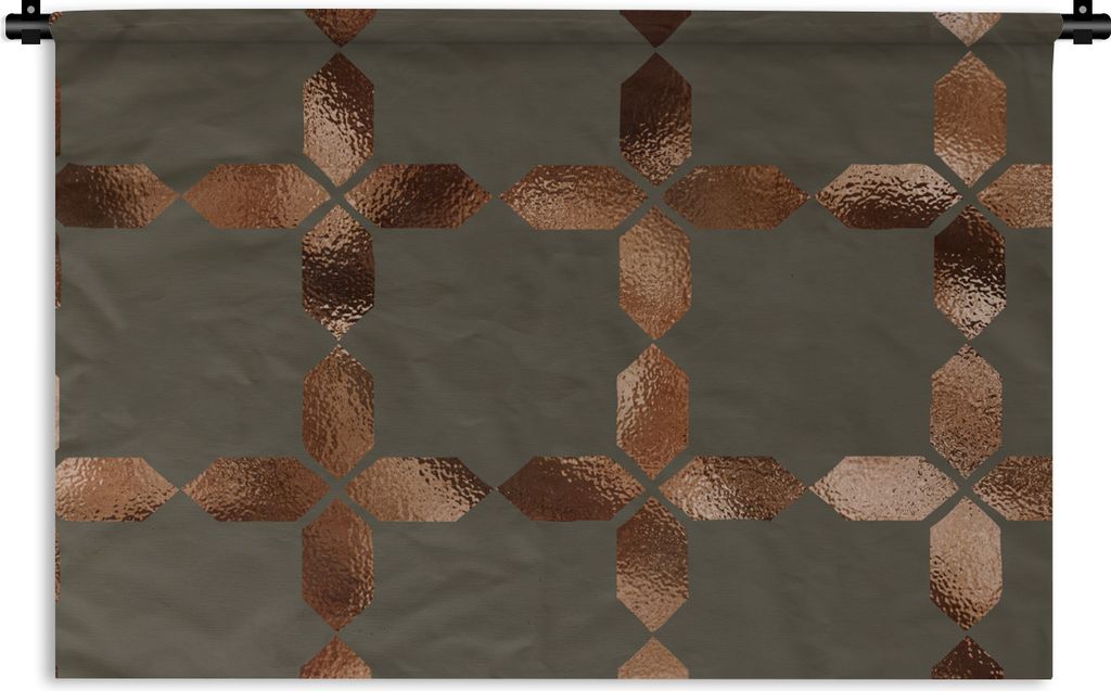 MuchoWow Wandteppich Wandbehang Muster - Luxus - Bronze - Linie 90x60 cm Tapisserie Dekoration Wandtuch - Wandskulpturen - Bildteppich
