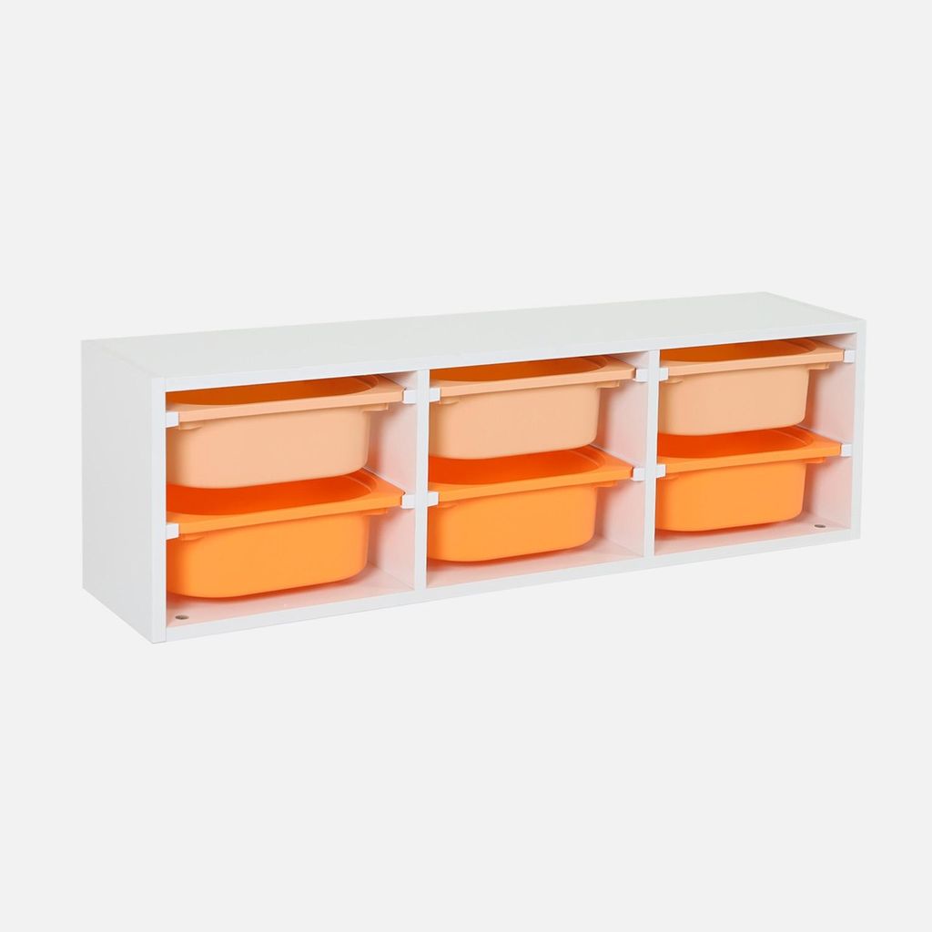 sweeek - Kinder Aufbewahrungsmöbel mit 6 bunten Behältern - Orange